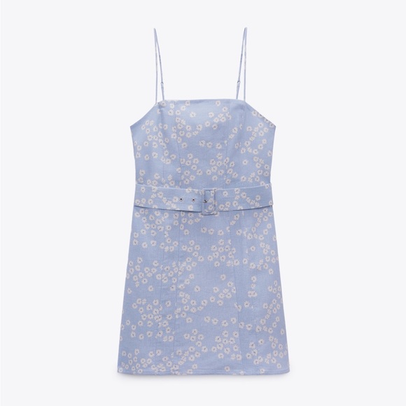 Zara floral print linen mini dress - Picture 5 of 8